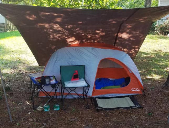 Oversized One Man Tent, Showing Some Camping Gear